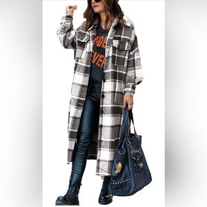 XXL Plaid Long Shacket thick